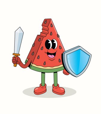 Karpuz şövalyesi çizgi film illüstrasyonu