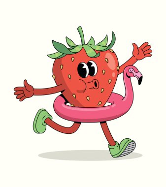 Çilekli flamingo yüzer gibi havalı çizgi film çizimleri