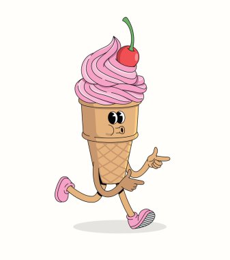 Dondurma külahı yürüyüşü enerjik harika çizgi film çizimi