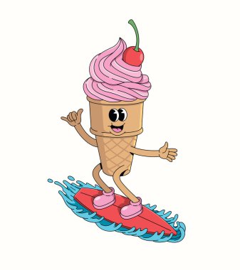 Dondurma külahı sörf harika çizgi film çizimi