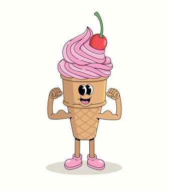 Dondurma külahı güçlü çizgi film çizimi