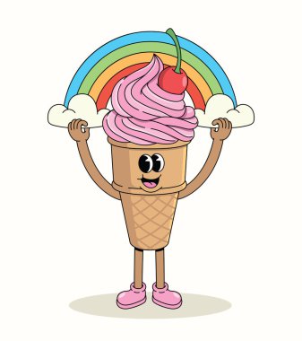 Dondurma külahı gökkuşağı harika çizgi film çizimi