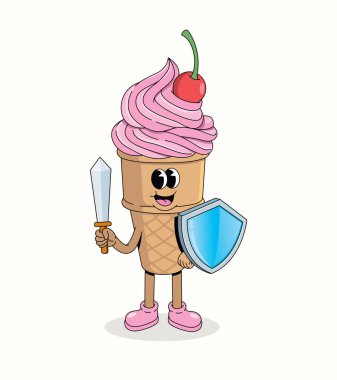 Dondurma külahı şövalyesi çizgi film illüstrasyonu