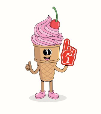 Dondurma külahı köpüklü el modası çizgi film çizimi