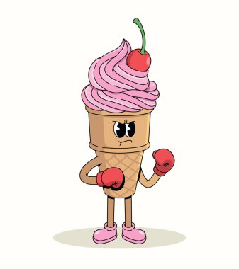 Dondurma külahı boksör moda çizgi film çizimleri