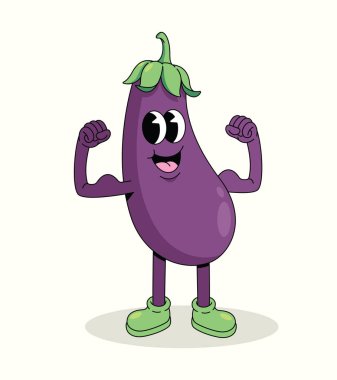 Patlıcan güçlü çizgi film çizimi