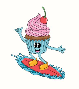 cupcake sörf tahtası harika çizgi film çizimi
