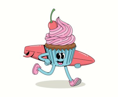 Kek sörfü yürüyüşü çizgi film illüstrasyonu