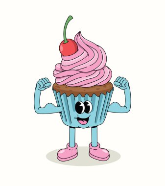 cupcake güçlü çizgi film çizimi