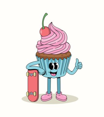cupcake kaykaylı harika çizgi film çizimi