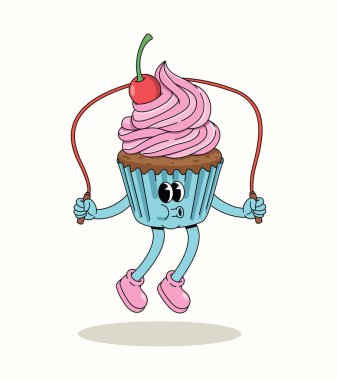 cupcake ip atlama, çizgi film illüstrasyonu.
