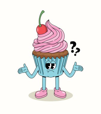 Cupcake 'in kafası karışık çizgi film çizimi