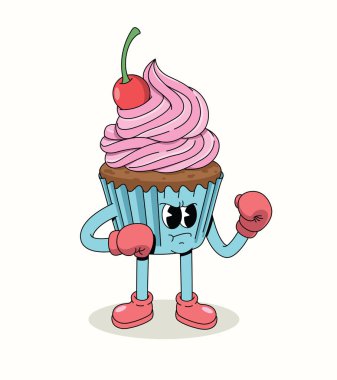 cupcake boxer moda çizgi film illüstrasyonu