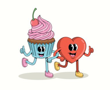 Kek ve aşk çizgi film illüstrasyonu