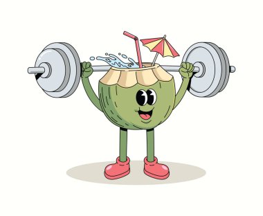 Hindistan cevizli halter halter çizgi film illüstrasyonu