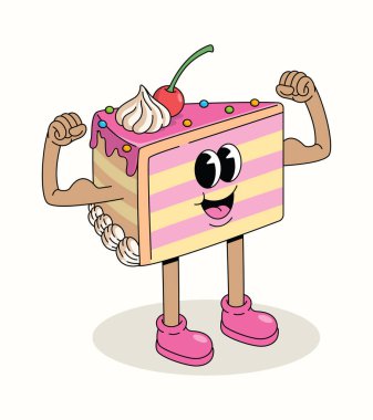 Pasta dilimi, güçlü çizgi film çizimi.