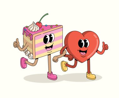 kek ve aşk çizgi film illüstrasyonu