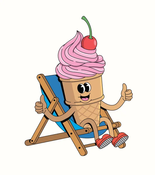 Dondurma külahı harika bir çizgi film çiziminde dinleniyor.