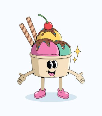 Dondurma fincanı. Çizgi film çizimi.