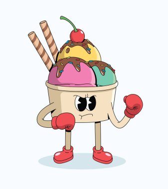 Dondurma fincanı boksör moda çizgi film çizimleri