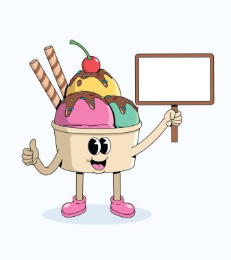 Dondurma fincanı boş. Çizgi film çizimi.