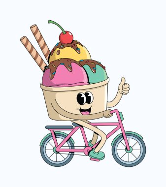Dondurma fincanı bisiklet harikulade çizgi film çizimi