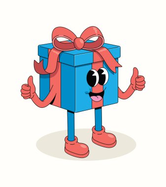 Hediye kutusu harika çizgi film illüstrasyonunu onaylıyor