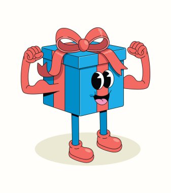 Hediye kutusu güçlü çizgi film çizimi