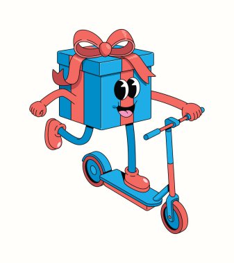 Hediye kutusu tekme scooter moda çizgi film çizimleri