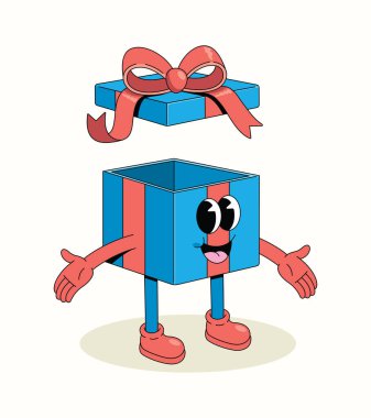 Hediye kutusu boş mutlu slayt çizgi film çizimi