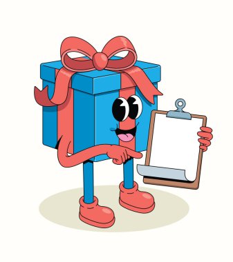 Hediye kutusu boş not harika çizgi film illüstrasyonu