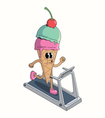 Renkli dondurma külahı koşu bandı harika çizgi film çizimi