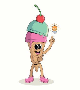 Renkli dondurma külahı fikri harika çizgi film çizimi