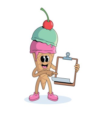 Renkli dondurma külahı boş not harika çizgi film çizimi