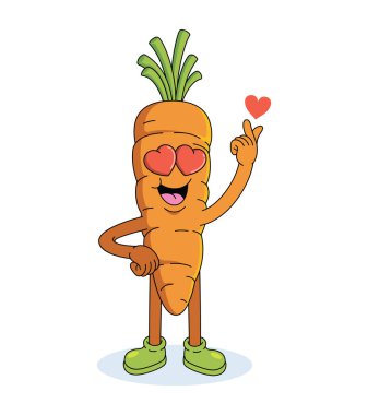 Havuç seviyorum. Mutlu çizgi film çizimleri.