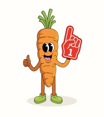 Havuç köpüklü parmak harika çizgi film illüstrasyonu