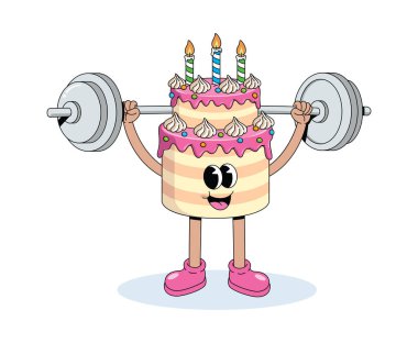 Doğum günü pastası halter moda çizgi film illüstrasyonu