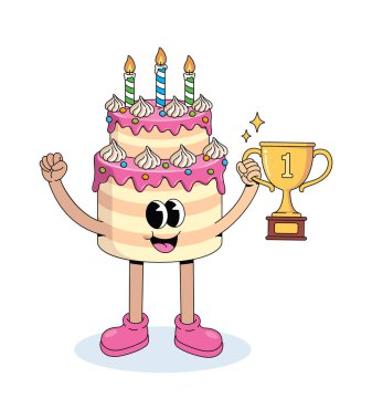 Doğum günü pastası muhteşem çizgi film illüstrasyonu