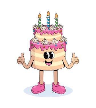 Doğum günü pastası harika çizgi film illüstrasyonunu destekliyor