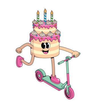 Doğum günü pastası tekme scooter moda çizgi film çizimi