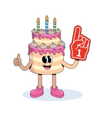 Doğum günü pastası köpüklü parmak harika çizgi film çizimi