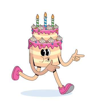 Doğum günü pastası enerjik yürüyüş harika çizgi film çizimi