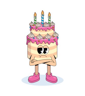 Doğum günü pastası çapraz kollar, çizgi film çizimleri.