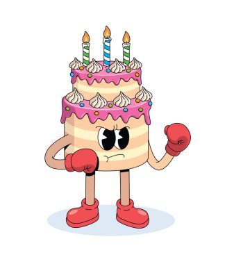 Doğum günü pastası boksörü harika çizgi film illüstrasyonu