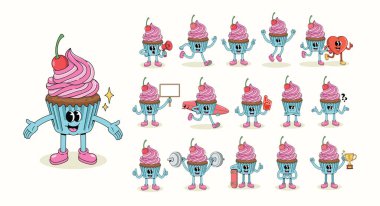 cupcake koleksiyonu çizgi film illüstrasyonu