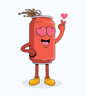 Aşk soda kutusu çizgi film illüstrasyonları
