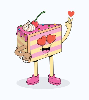 Dilimlenmiş pastaya bayılırım. Çizgi film çizimi.