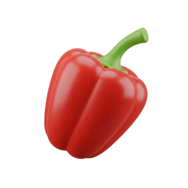3D Stylized Glossy Red Bell Pepper Illustration with Green Stem