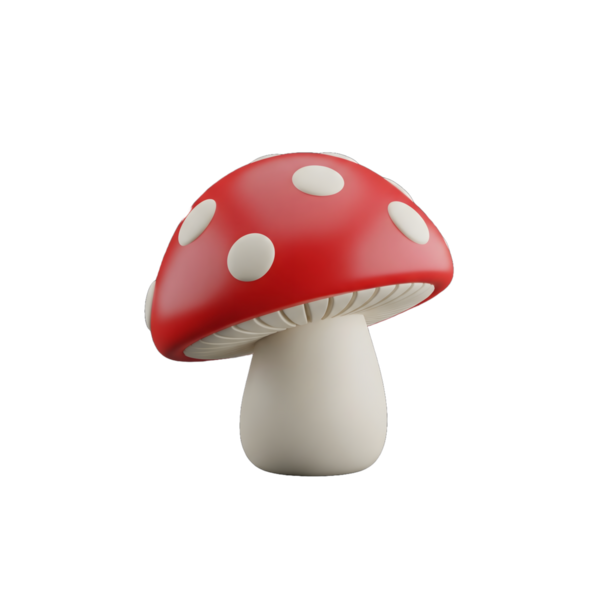3D Stylized Mushroom Illustration with Detailed Gills