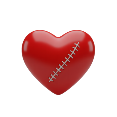 Üç Boyutlu Kırmızı Kalp İlmekler Duygusal İyileşme, Kalp Kırılması ve Dayanıklılık Konsepti